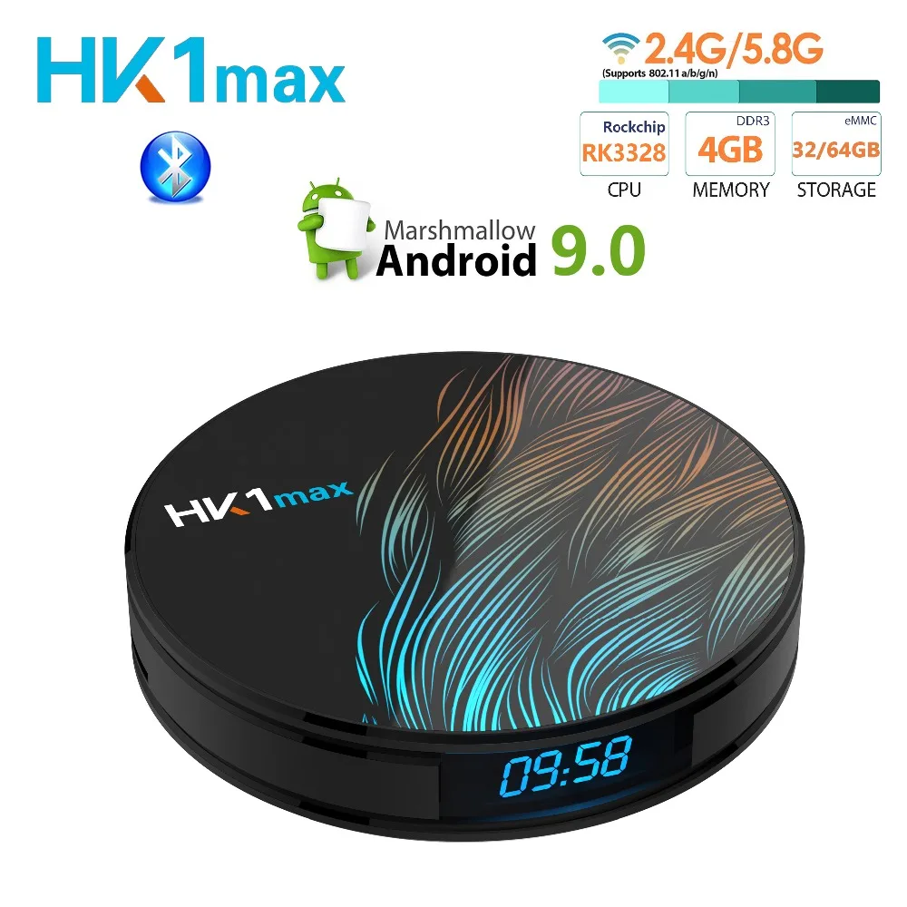 HK1 MAX умные телевизоры Box Android 9,0 4 Гб оперативная память 64 Встроенная RK3328 ядра 2,4 г 5 Wi Fi Bluetooth к HD декодер каналов кабельного телевидения vs X96 H96