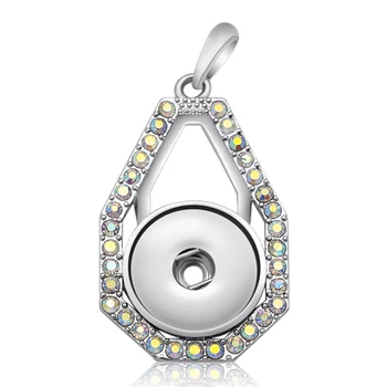 

6pcs/lot squre necklace Snap Jewelry Metal Crystal Pendant Necklaces Fit DIY 18/20MM Snap Buttons Necklaces Wholesale Women