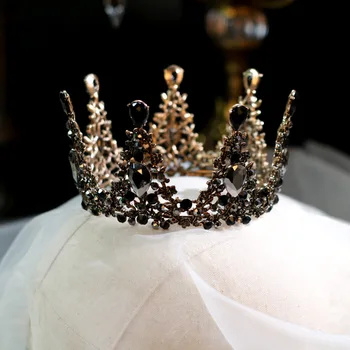 

Jonnafe Vintage Small Women Prom Tiara Crown Wedding Party Hair Accessories Bridal Round Crowns Jewelry