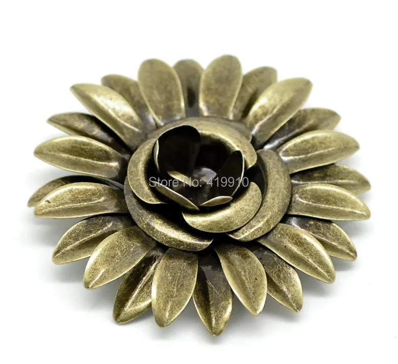 ! 10PCs Antique Bronze Filigree Flower Embellishments Connectors Metal Crafts Gift Decoration DIY 5.8x5.8cm J0060