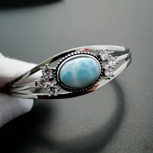 Высококачественный натуральный браслет из ларимара браслет с ларимаром 925 пробы Серебряный браслет высокого качества для подарка на год хорошее ювелирное изделие