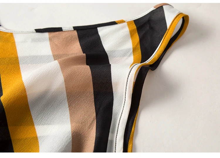 Летние женские шелковые полосатые пояса шелк тутового шелка платье на бретелях L XL