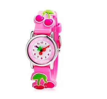 

hot sale fashion cute Cherry cartoon watch kids girl 3d strap watches quartz-watch clock