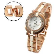 Люксовый бренд женский Аналоговый кварцевые круглые часы Япония PC21J движение розовое золото металлический ремешок белый циферблат
