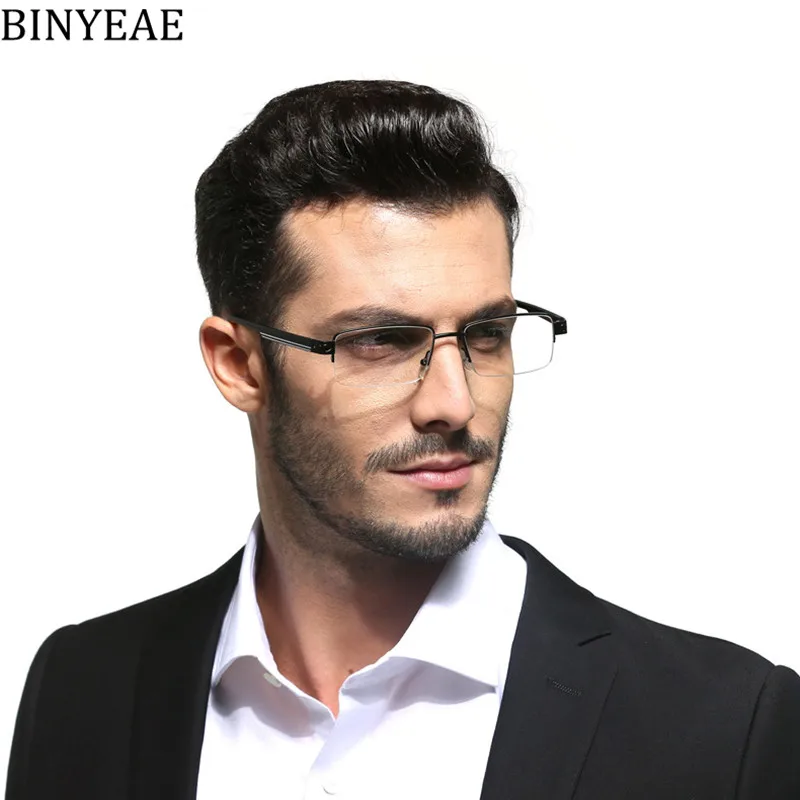 BINYEAE Factory direct men's metal black box frame half frame reading