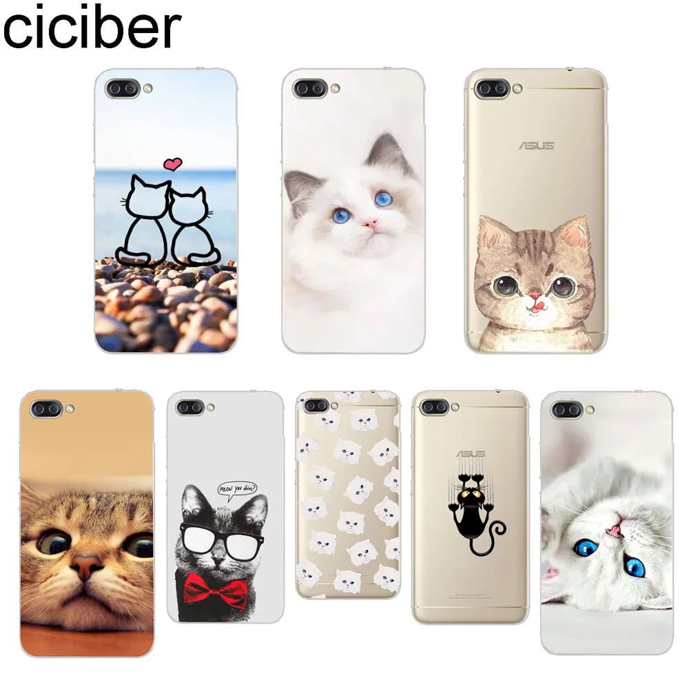 

ciciber For ASUS ZenFone 5 4 3 3S Max Pro Plus Laser Deluxe Selfie Z Q Lite Soft Cover Clear TPU Phones Cases Capa Animal Cat