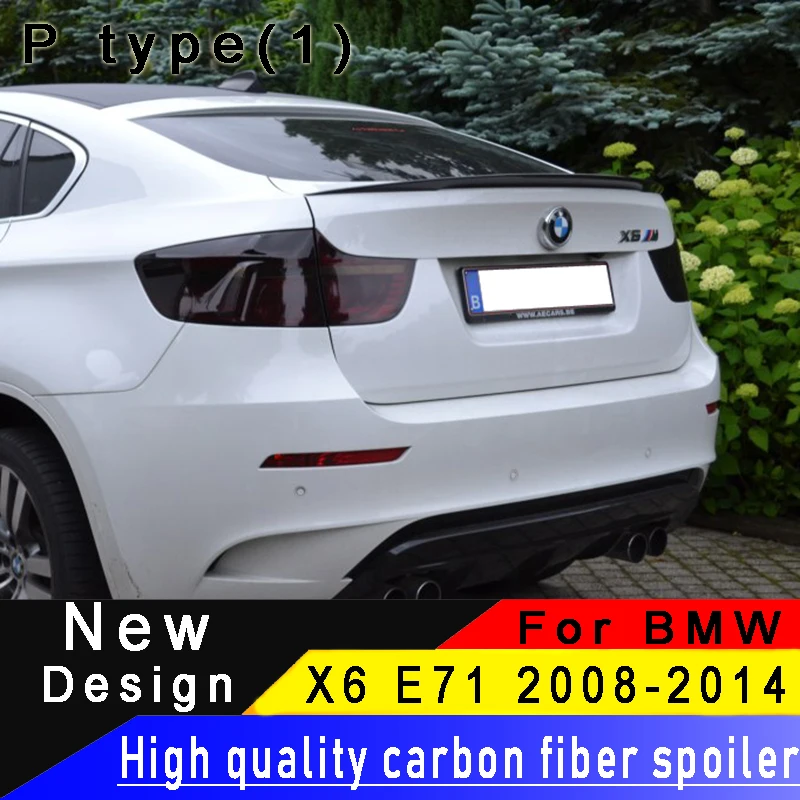 Для BMW X6 E71 2008 2009 2010 2011 2012 2013 углеродного волокна заднее крыло высокое качество X6 W71 спойлер из углеродного волокна