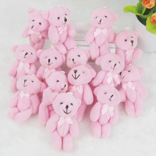 50 шт./партия, мини-соединение плюшевый медвежонок, плюшевая игрушка, набитая 8 см, розовые мишки тедди, фаршированный меховой шарик-подвеска, детские игрушки для свадебных подарков GMR031 - Цвет: Mini joint bear