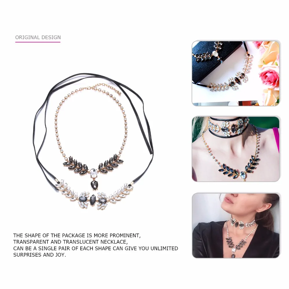 eManco women's Statement Luxury Multi Layer Necklace sets Classic Bling Crystal Pendant Necklaces for women Party Jewelry