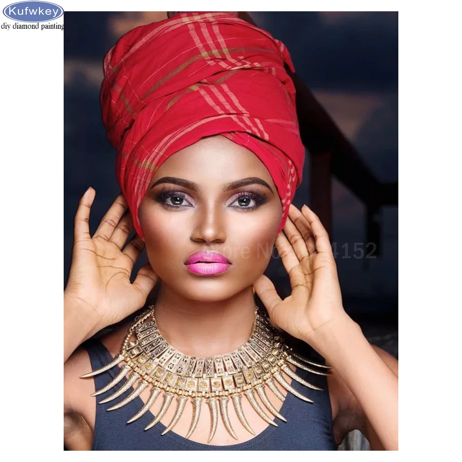 

DIY Diamond Embroidery African women Diamond Painting Full Square Cross Stitch Mosaic Rhinestone Decoration Handmade Crafts B903