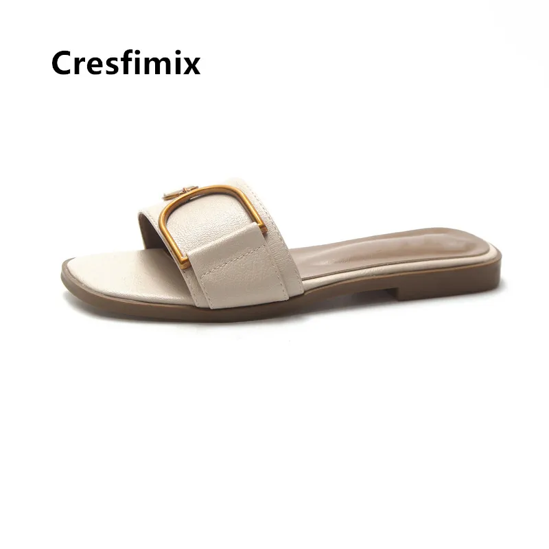 Сланцы Cresfimix женские светильник Повседневные тапочки белые бежевые весна тапки