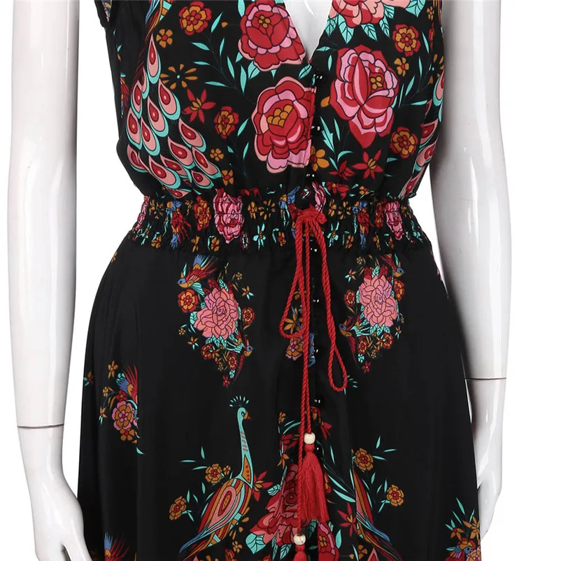 HOT sell Fashion summer dress 2018 beach dress Print Floral Retro Palace V-Neck Evening Party Dress vestido de festa Y03#N (5)