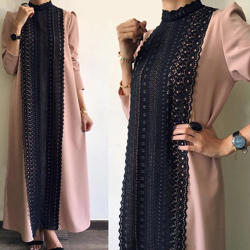 

Lace Abaya Kaftans Dubai Islamic Arabic Muslim Hijab Dress Turkish Caftan Elbise Ramadan Qatar Robe Musulmane Longue Vestidos