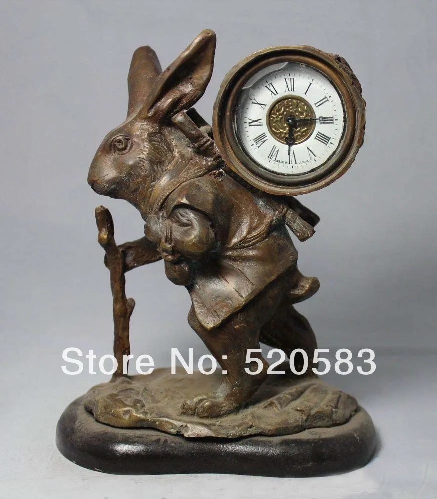 

Chinese Fengshui Bronze Zodiac Year Rabbit back clock engine timekeeper Statue