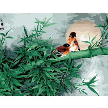 

Frameless pictures Painting By Numbers DIY Digital Oil Painting On canvas Romantic 50x65cm Birds in the forest Home decoration