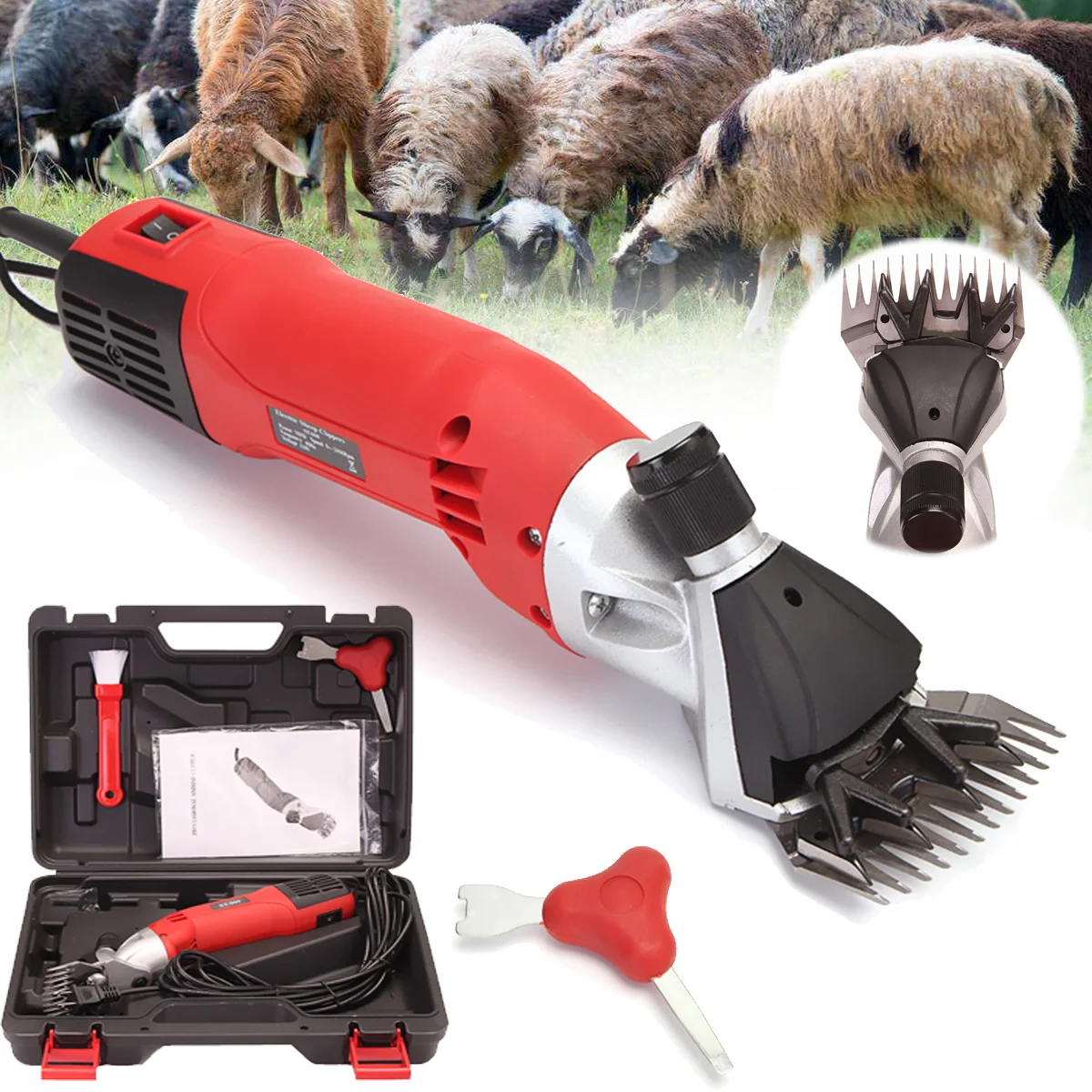 

New 110V 500W Electric Sheep Goat Shearing Clipper Scissors Shears Farm Machine Cutter 2400r/min 60Hz US Plug