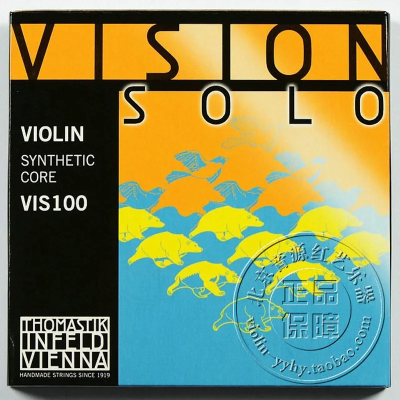 Thomastik Vision Solo(VIS100) 4/4 Струны для скрипки полный набор Med Alum-D, сделано в Австрии, Лидер продаж