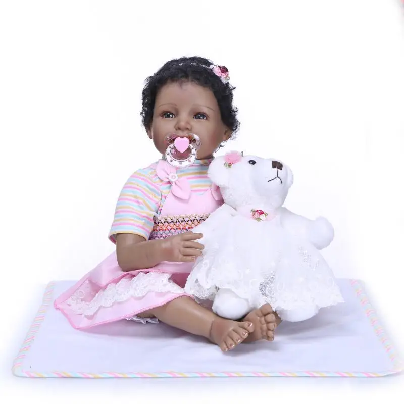 

Silicone Reborn Baby Doll Toys Like Alive smile Bebe Princess Babies Birthday Gift 55cm Fashion Xmas Present Girls Bonecas NPK