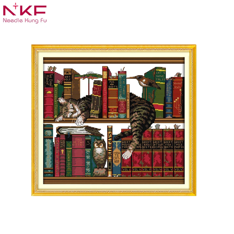 

The cat on the shelf home decor chinese counted cross stitch Toolkit canvas printed patterns embroidery needlework sets dmc 14ct