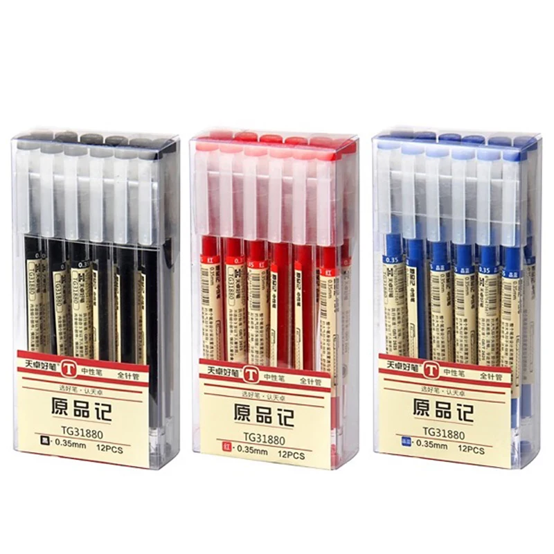 

12 Pcs/Set MUJI Style Japanese Gel Pen 0.35mm Black Blue Ink Pen Maker Pen School Office student Exam Writing Stationery Supply