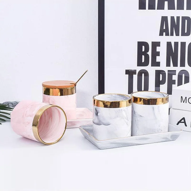 

Marble Desk Pen Pencil Holder Pot Box Case Makeup Container Cosmetic Stationery Decor Storage Box Desk Organizer Desktop Vase