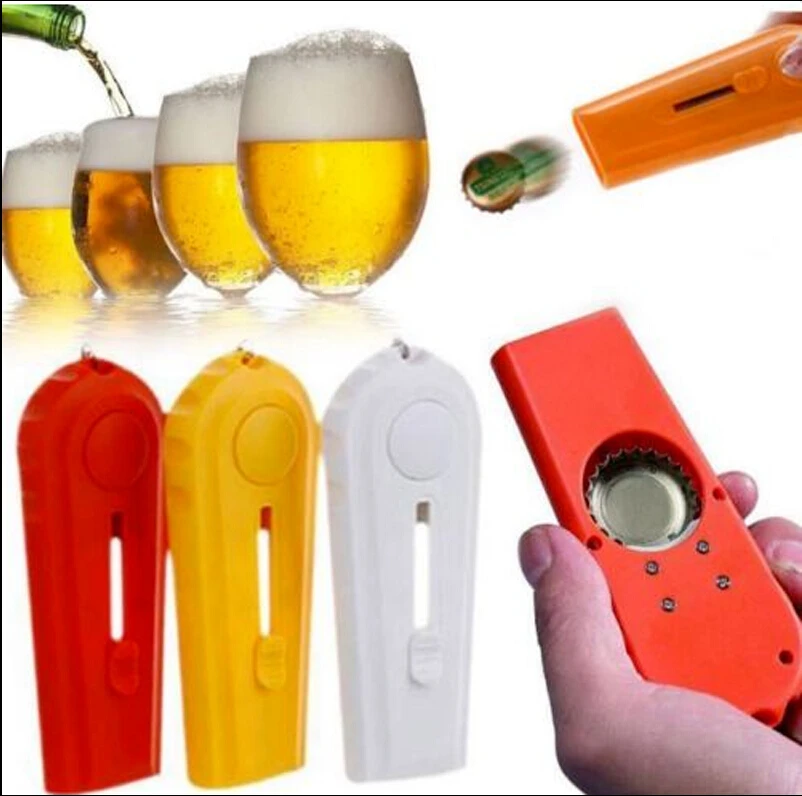 Creative Tool Flying Cap Launcher Bottle Beer Opener Keyrings Key Chain