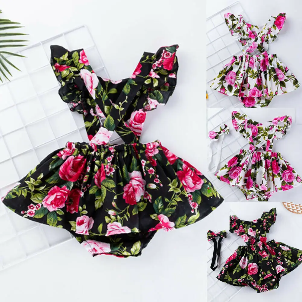 

Floral Newborn Baby Girl Infant Romper Bodysuit Jumpsuit Clothes Outfit Sunsuit Pastoral Style Lotus Leaf Edge Girl Clothing