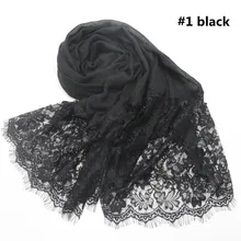 Новое поступление черный кружевной мусульманский хиджаб платок хиджаб простой красивый дизайн хлопок вискозные шарфы
