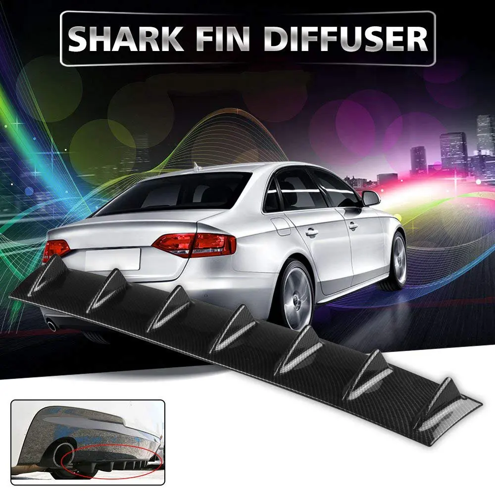 1 PC Universal parachoques trasero difusor de labios 3/5/7 aleta brillo negro/fibra de carbono ABS alerón regalos de navidad estilo aleta de tiburón labial