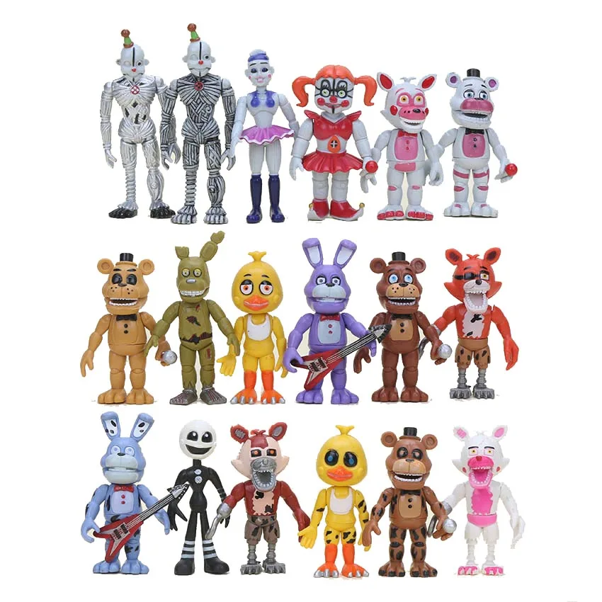 

6Pcs/set Five Nights At Freddy's fnaf Baby Funtime Foxy Funtime Freddy Ballora Ennard Puppet Plushtrap Chica Action Figures Toy