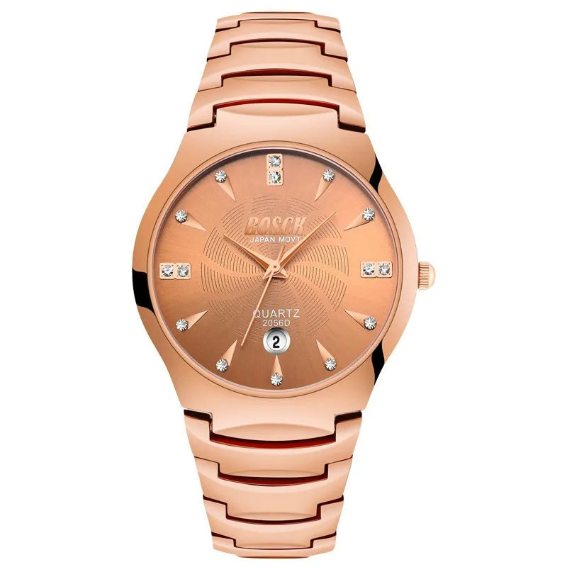 Luxury Unisex Watch Tungsten Steel Calendar Waterproof Fashion Lovers Quartz Watches Men Women Wristwatch Rhinestone Clock Gifts