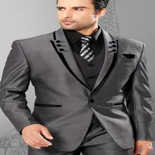 Новое поступление мужские костюмы Slim Fit смокинги с остроконечными лацканами серый костюм жениха костюмы на одной пуговице мужские костюмы из 3 предметов