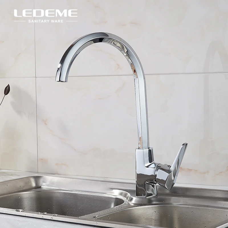 

LEDEME New Kitchen Basin Faucet Brass Chrome Finished One-Handle Bar Water Tap Mixer Crane for Kitchen Bathroom L4059-2