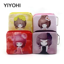 10 см* 10 см, милый стиль, новинка, красивая плюшевая квадратная сумка для монет на молнии, кошелек Kawaii, Детская сумка для хранения, женские кошельки