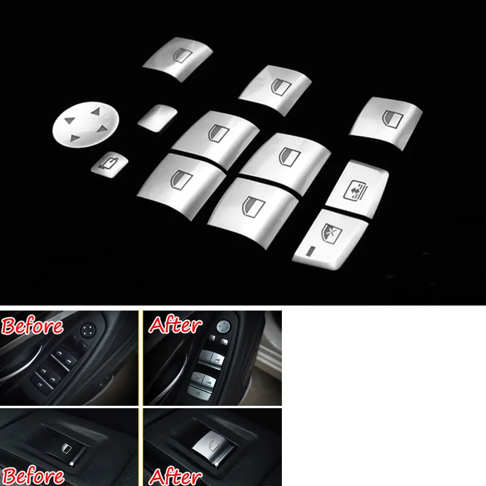 12 шт ABS автомобиля кнопка подъема окна переключатель крышки отделка блестками украшения для BMW X1 X3 X4 X5 X6 1 2 3 4 5 6 7 серии