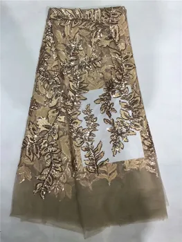 

Nigerian Gold Sequins Net Lace African Guipure Lace Fabric Latest French Swiss Voile Laces 2018 India Women Wedding Dress Fabric