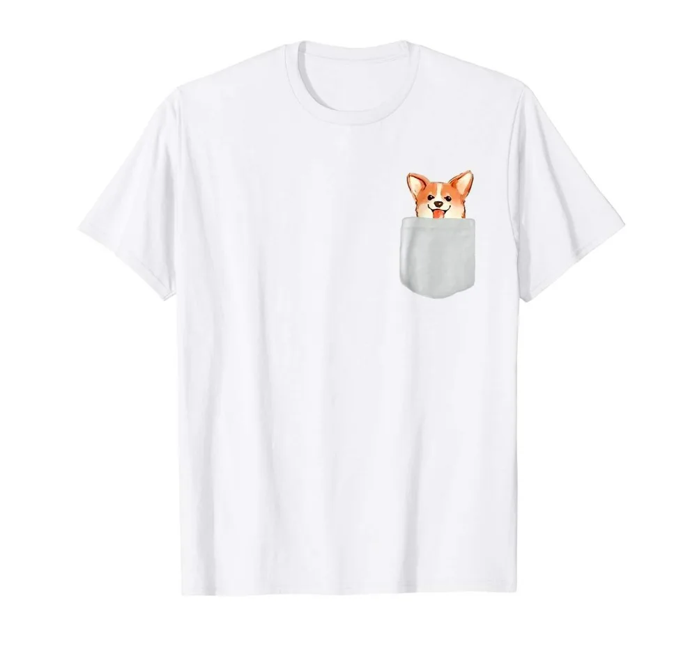 

2019 New Fashion Brand Clothing Welsh Corgi Tee with Pocket Detail for Men