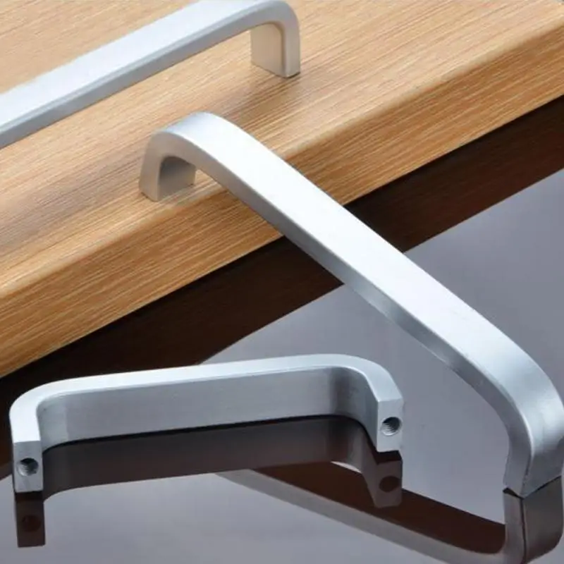 

5 Lengths Solid/Hollow silver plate Space aluminum handle Kitchen Furniture pulls wardrobe handle drawer handle 64mm-192mm