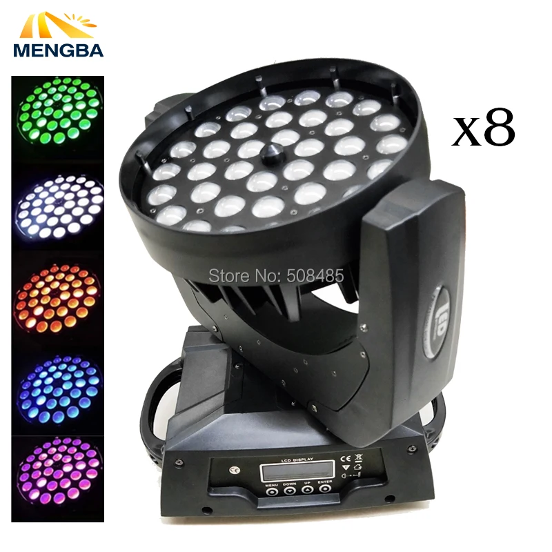 

8pcs/lot 36x18W RGBWA+UV Color DMX Stage LED Moving Head LED Zoom Wash Light Good for DJ