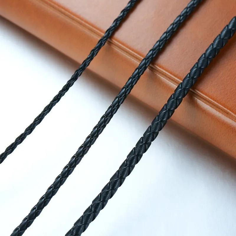 

Men's Leather Rope Choker Necklace Black Male Colar 20inches