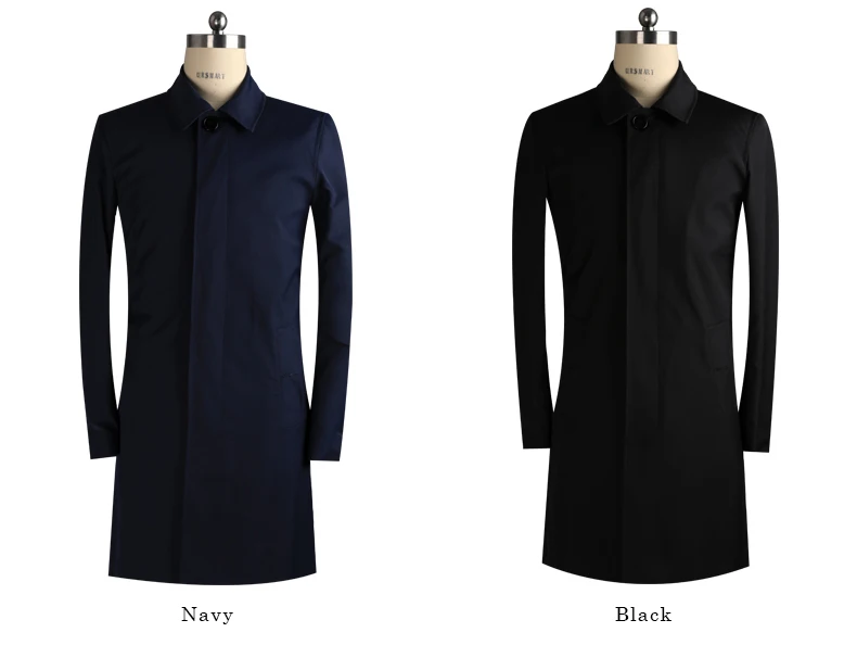 Новое поступление, Мужской однобортный Тренч средней длины цвета хаки, Тренч, модное мужское пальто, тонкий однотонный Тренч, S-3XL