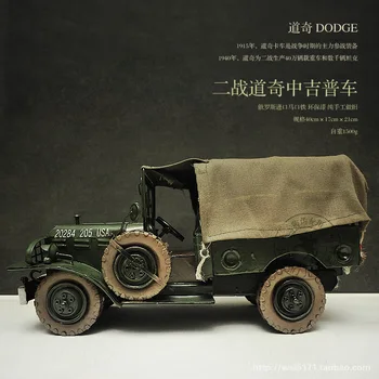 

Vintage Retro Iron Metal World War II Dodge Jeep Model Handmade Craft Home Bar Decoration