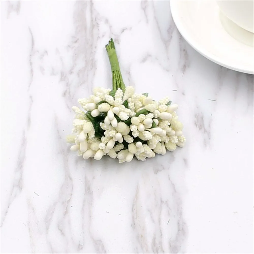 12 шт. тычинки Искусственные цветы ягоды DIY венки венок для украшения свадьбы ремесло гирлянда декоративные цветы - Цвет: Milk white
