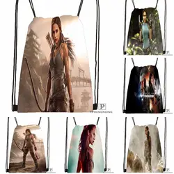 Пользовательские Tomb Raider Drawstring сумка-рюкзак для парня девушку милый рюкзак дети сумка (черный назад) 31x40 см #180531-01-33