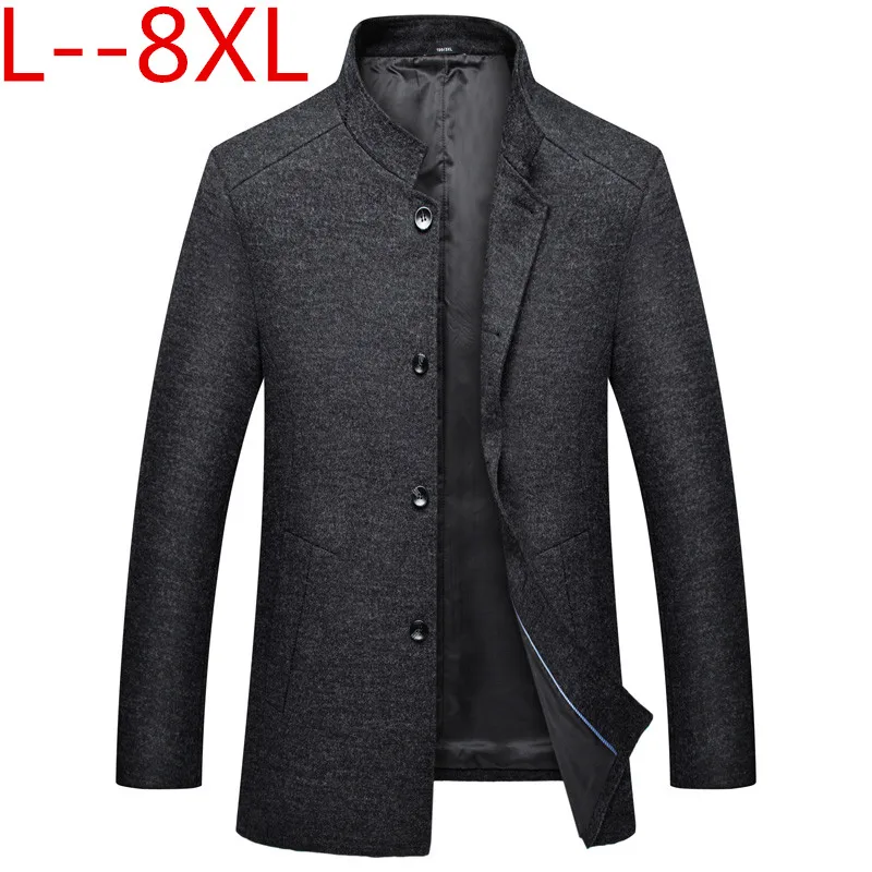 Plus 8XL 6XL 5XL 4XL New Winter woolen long peacoat men slim fit casual