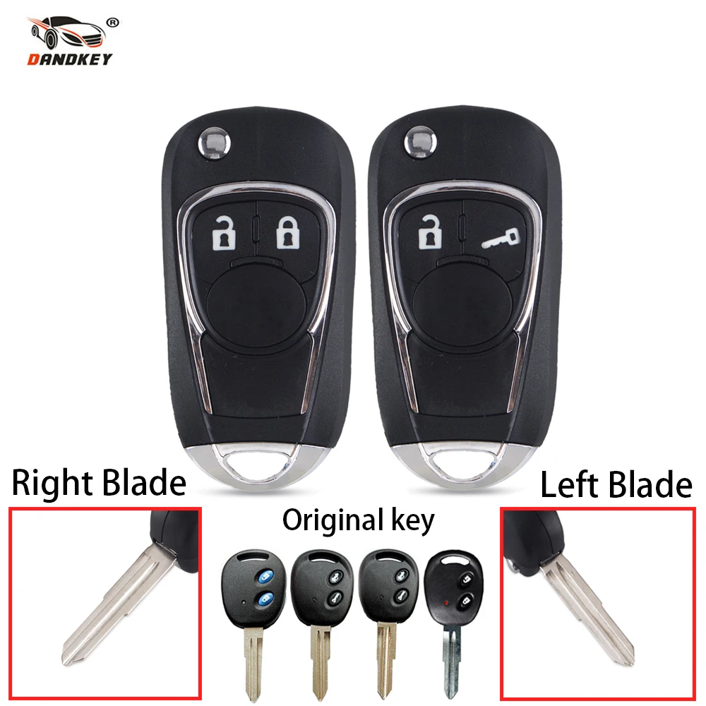

Dandkey For Chevrolet Love Spark Epica Sail Flip Remote Car Key Shell 2 Buttons With Left/Right Blade Fob Replacement Shell
