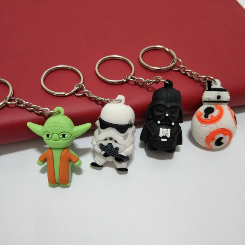 

1pc new COOL Star Wars Awakens Keychain BB8 Stormtrooper Darth Vader Chewbacca PVC Pendant Keychain Action Figure Toys