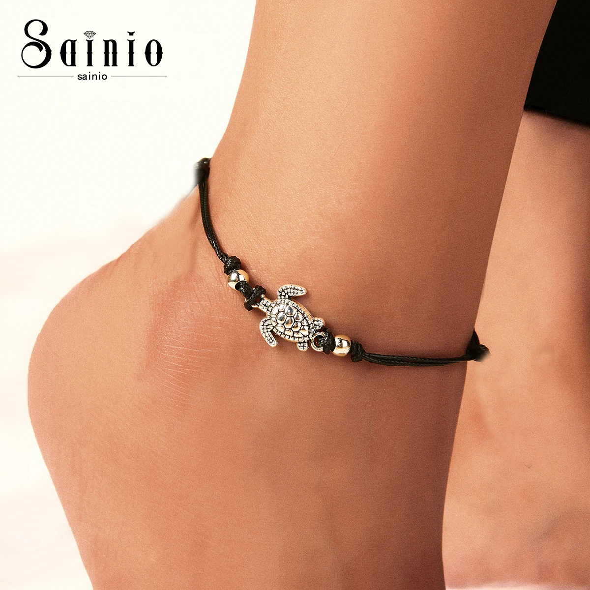 

Sainio Vintage Tortoise Anklets for Women Summer Beach Turtle Charm Rope String Anklet Bracelets Women Foot Jewelry Gift