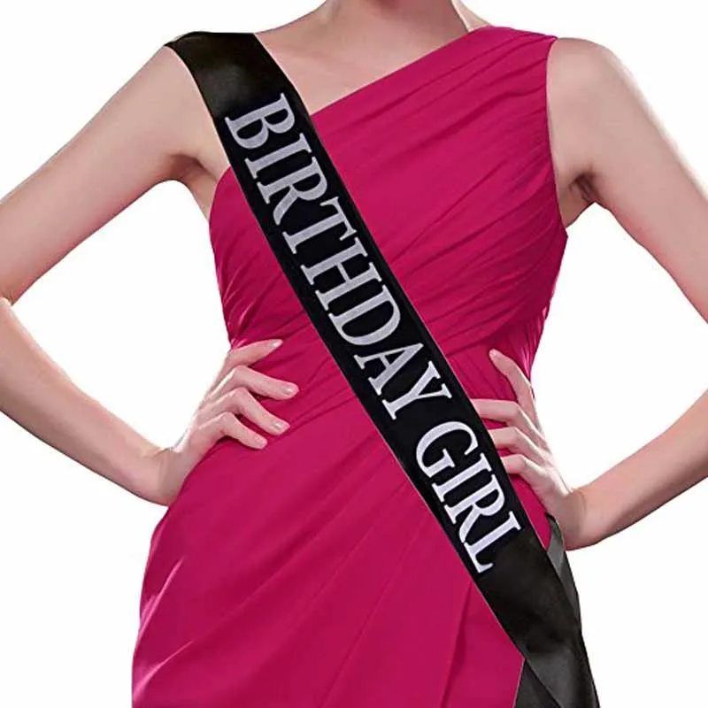 Black//Glitter Gold 15th 16th 17th 18th 21st 25th 30th 40th 50th Birthday Sash Birthday Gifts Birthday Party Accessories Birthday Girl Sash