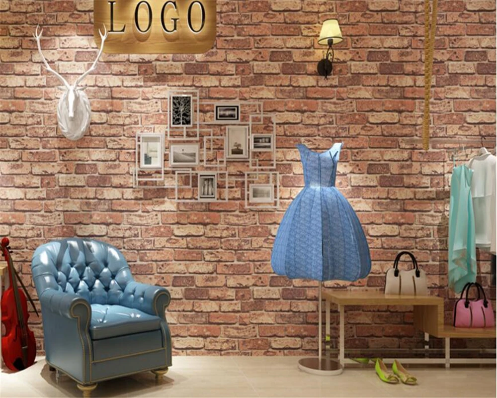 

beibehang pvc Stereo imitation brick wallpaper red retro living room TV restaurant aisle Chinese backdrop wall papel de parede